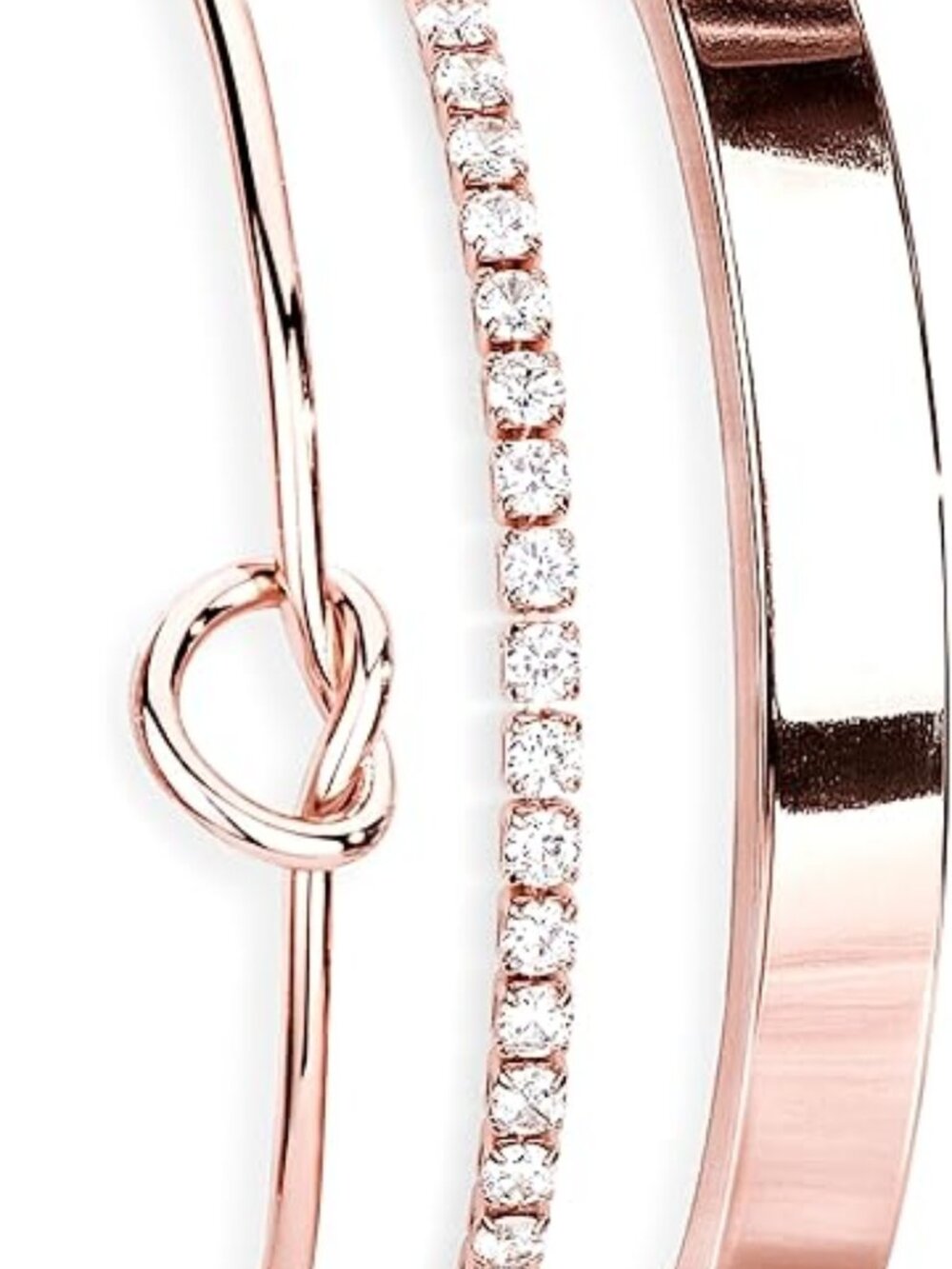 3 Rose Gold Bracelets for Women Cubic Zirconia‎ Dainty Bangle Cuff Stackable